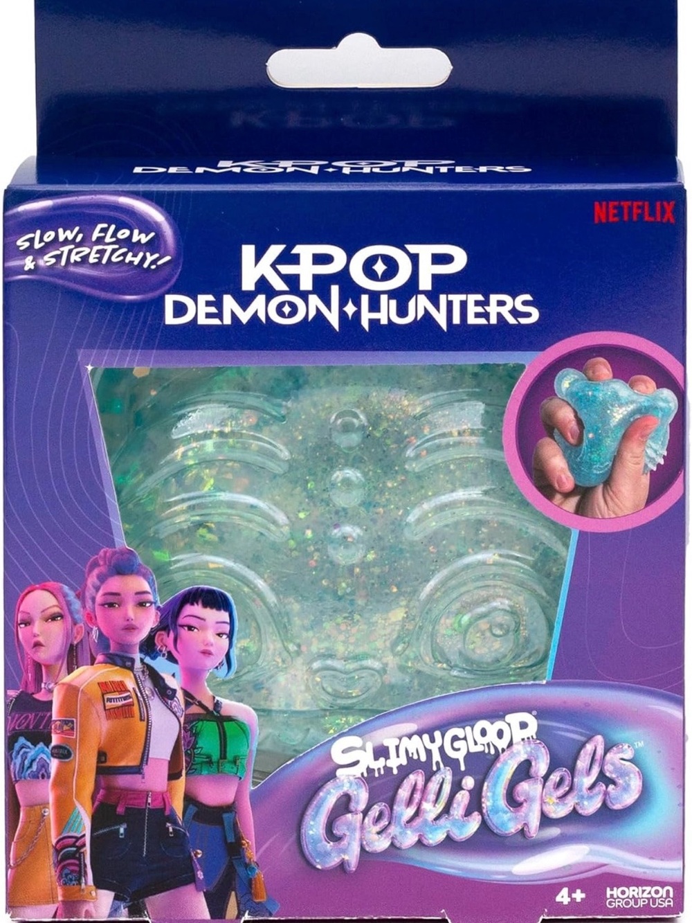 K-pop demon hunters Gloop Gelli Gels – Teal Glitter Sensory Toy